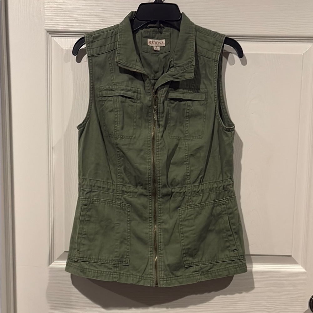 Merona Olive Green Zip-Front Utility Vest - Picture 1 of 8